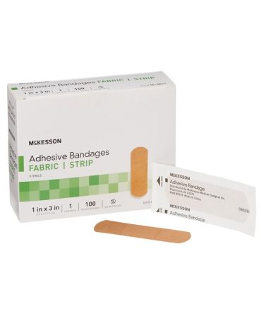 Adhesive Strip McKesson 1 X 3 Inch Fabric Rectangle Tan Sterile