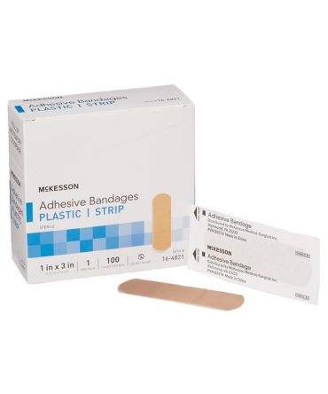 Adhesive Strip McKesson 1 X 3 Inch Plastic Rectangle Tan Sterile